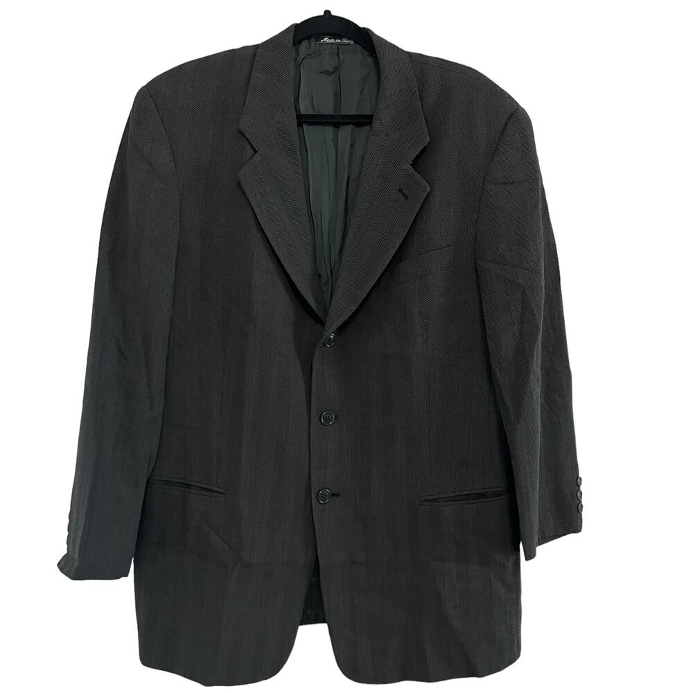 Mani by Giorgio Armani Gray Herringbone 3 Button Sport Coat Blazer 42R